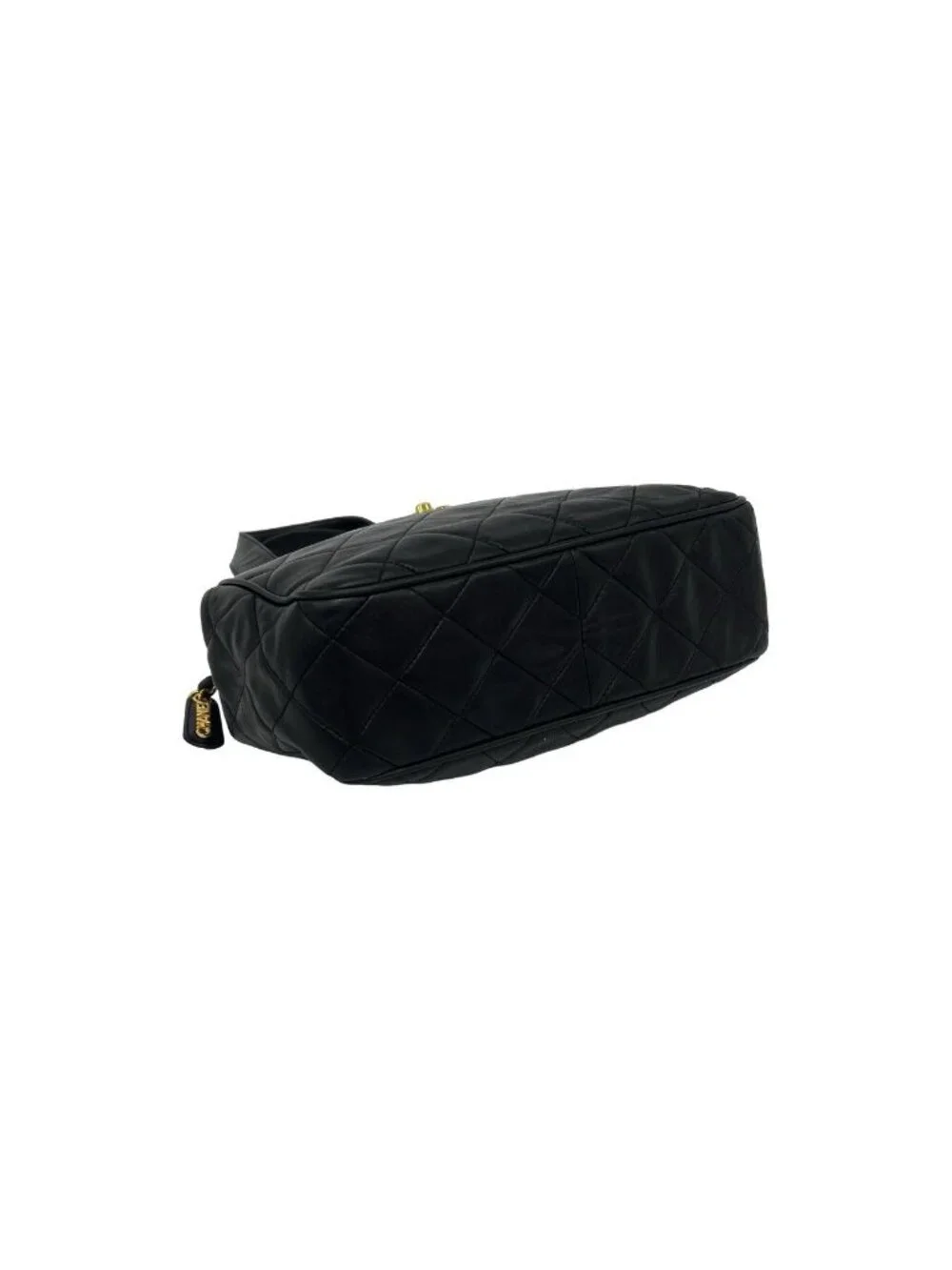 Chanel Vintage Quilted CC Logo Lambskin Leather Handbag Black